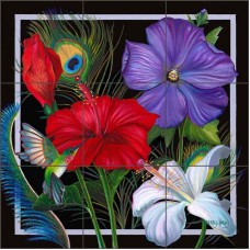 Tile Mural Backsplash Ceramic Jacey Hibiscus Tropical Floral Art CPA-NJ14055   362054219425